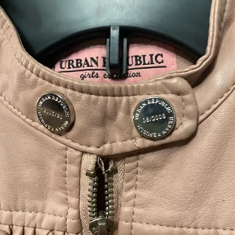 Urban Republic Girls Collection Faux Leather Moto Jacket Rose size S/5
